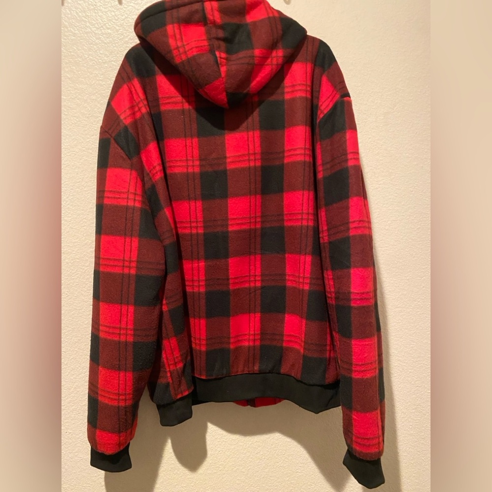 Red and Black Buffalo Plaid Hooded Zip Jacket - Picture 3 of 5